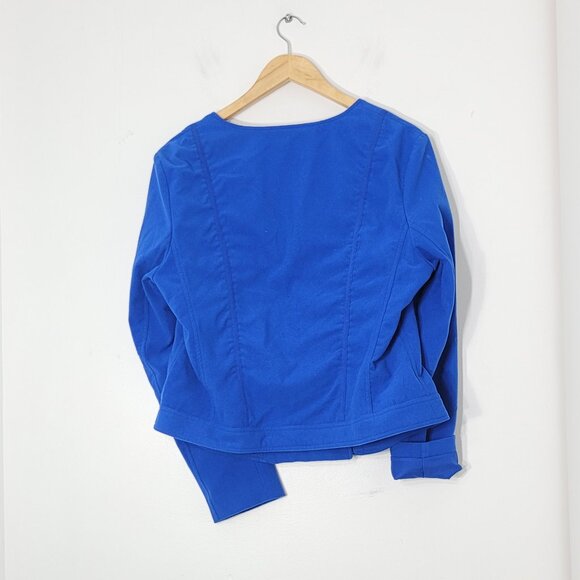 Bianca Nygard Elegant Royal Blue Soft Long Sleeve Off Side Zip Blazer Plus Sz 14 - Picture 2 of 13